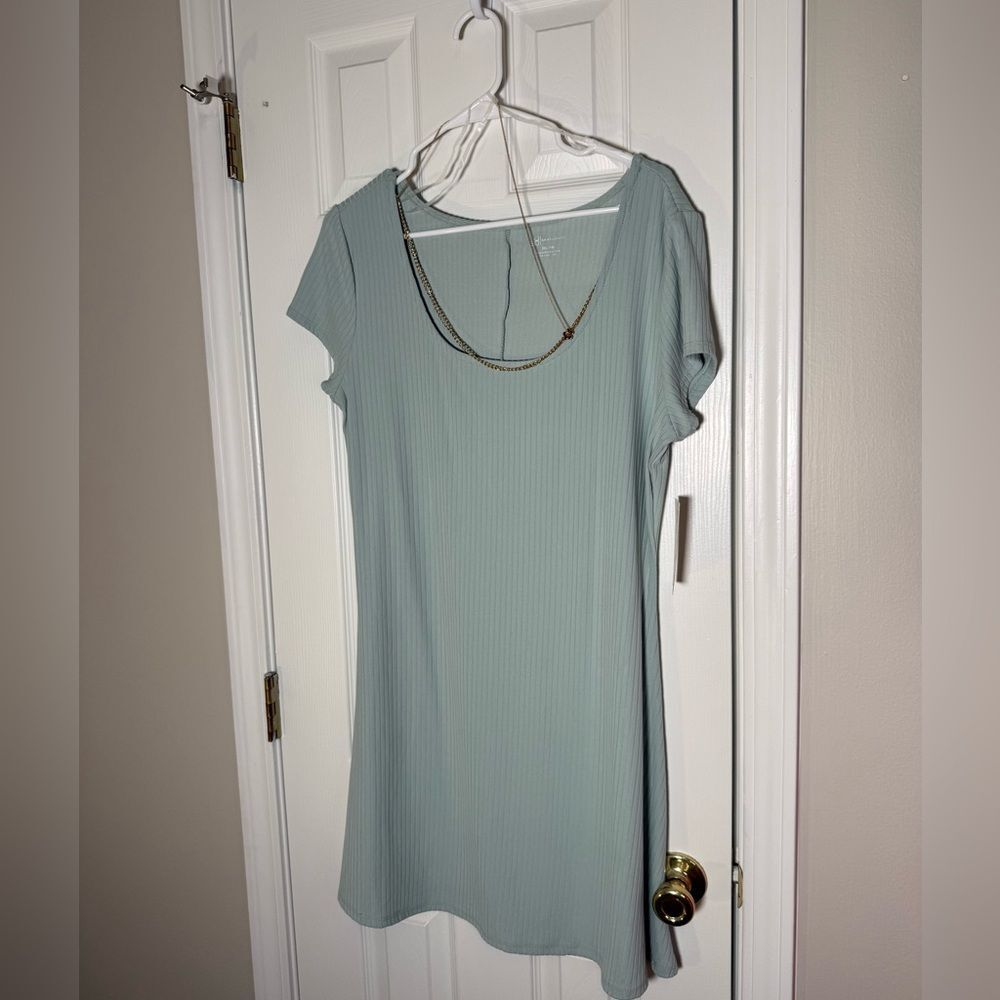 No Boundaries Ribbed T Shirt Dress XXL Sage Green